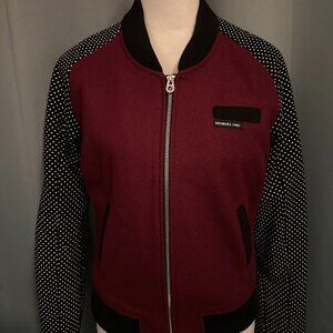 Members Only Wool Bomber Jacket Women’s Small Burgundy Studded Sleeves